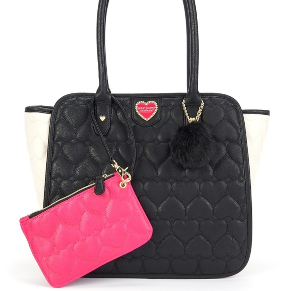 Betsey Johnson Handbags - NWT Betsey Johnson Heart Quilted Wing Tote/Wrislet